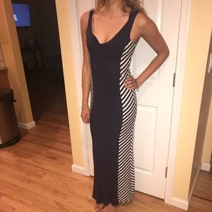 Figure flattering nautical maxi dress